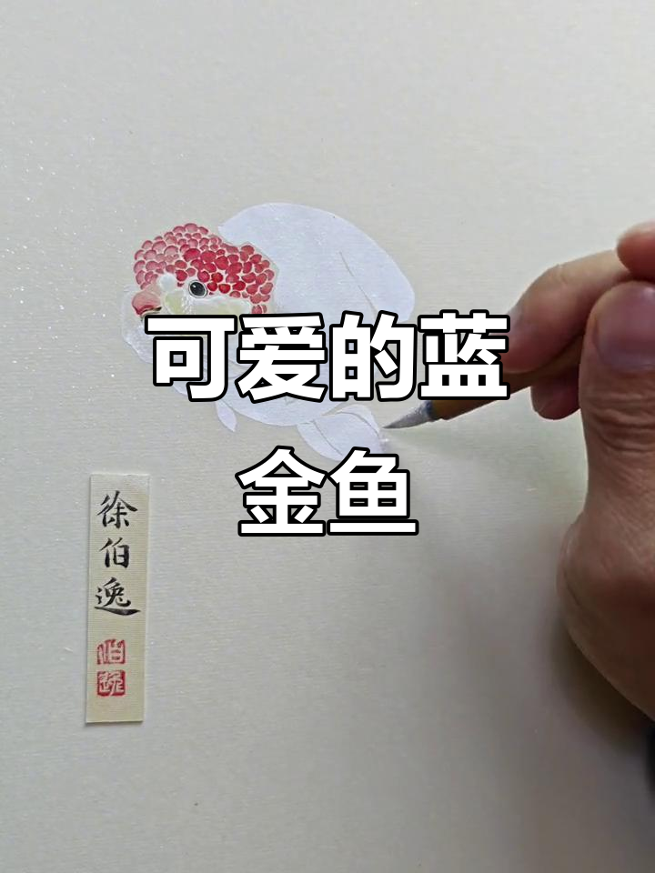 画两条蓝色金鱼,简单又可爱