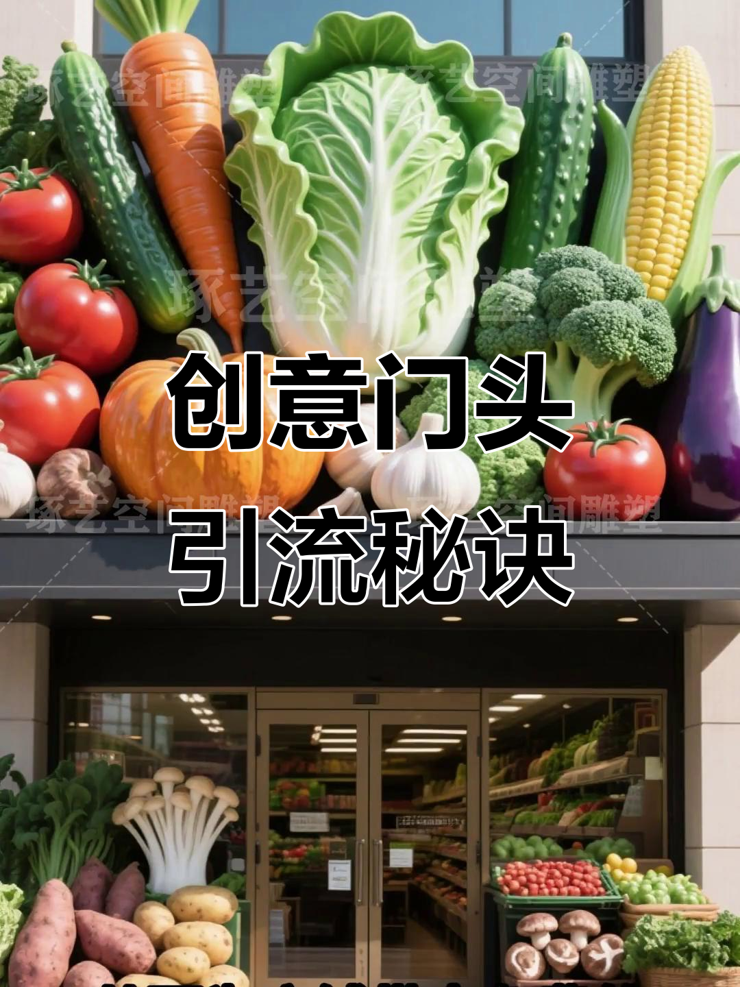 独特水果蔬菜雕塑吸引眼球,店铺装修大获成功