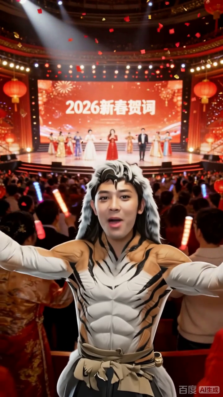 虎纹帅哥贺新春