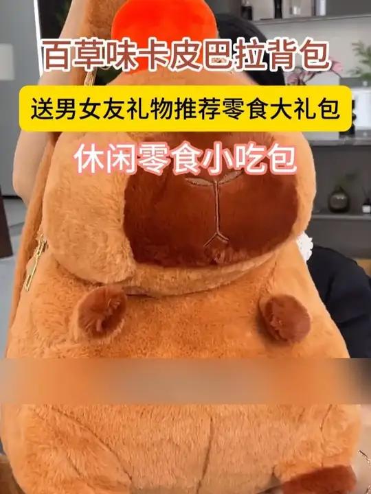 不仅有一个超可爱的卡皮巴拉书包!还有一大包百草味零食太值了