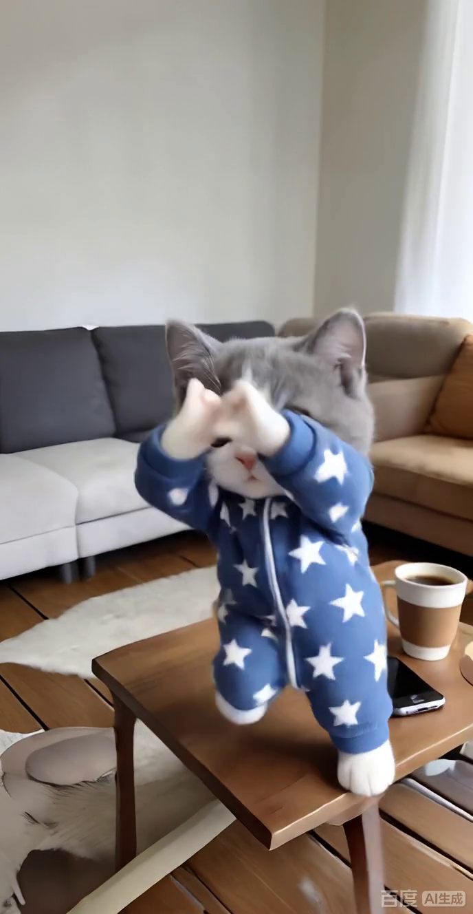 星星衣小猫捂眼睛
