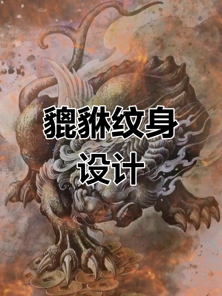 貔貅纹身手稿,虎豹身形与龙尾的完美结合