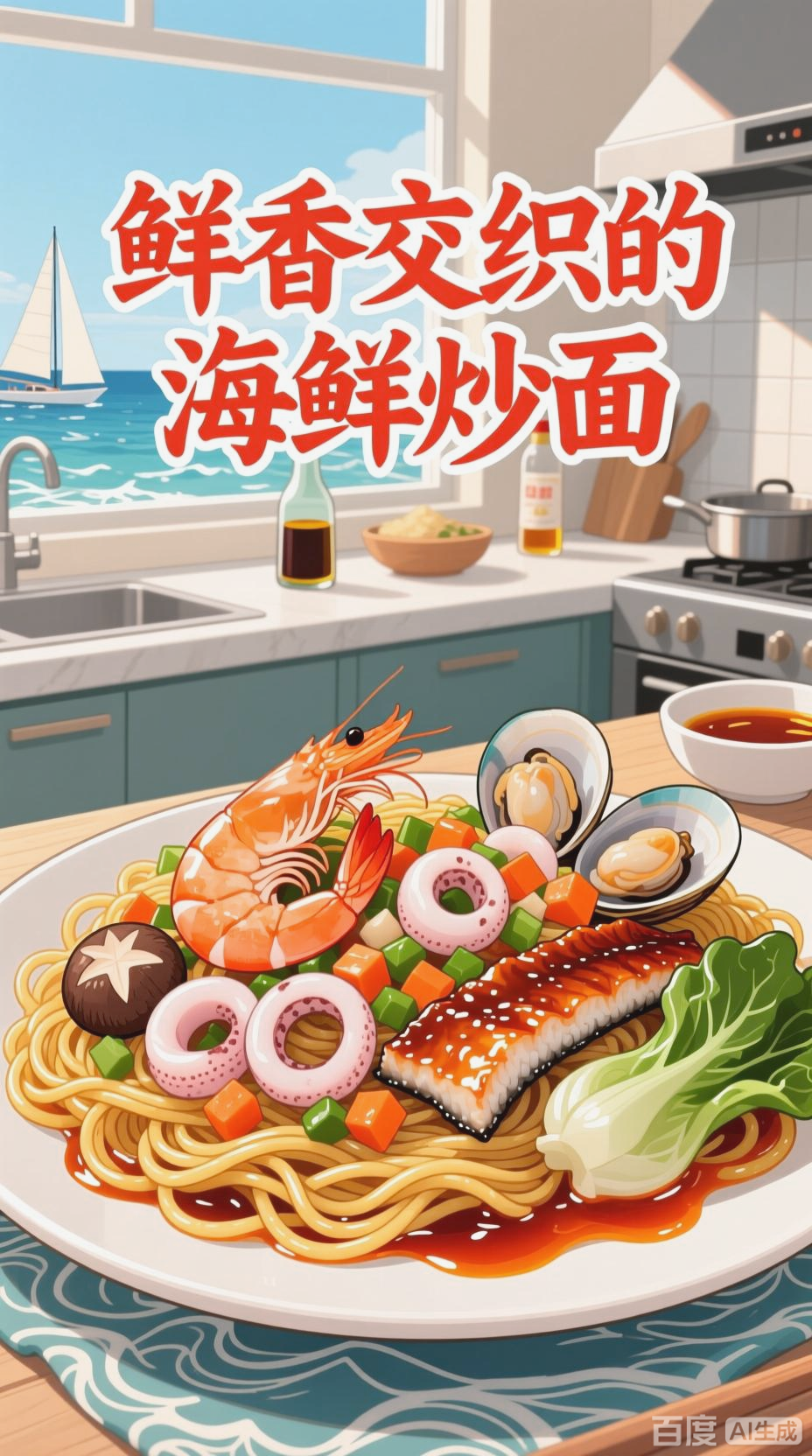 鲜香交织，海鲜炒面美味