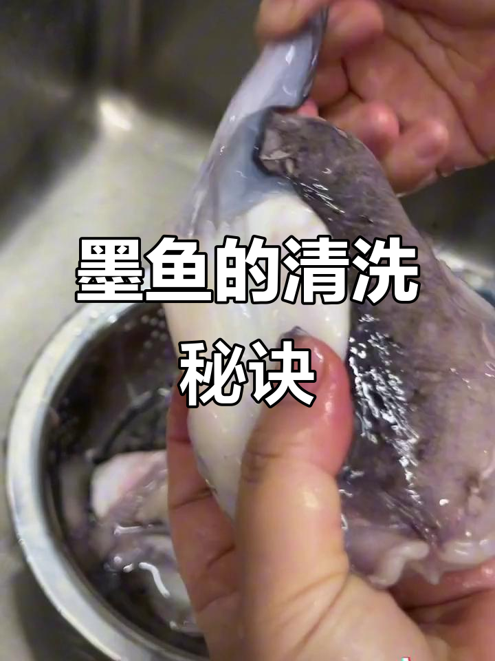 清洗墨鱼，虽然有点恶心，但为了美味值得一试