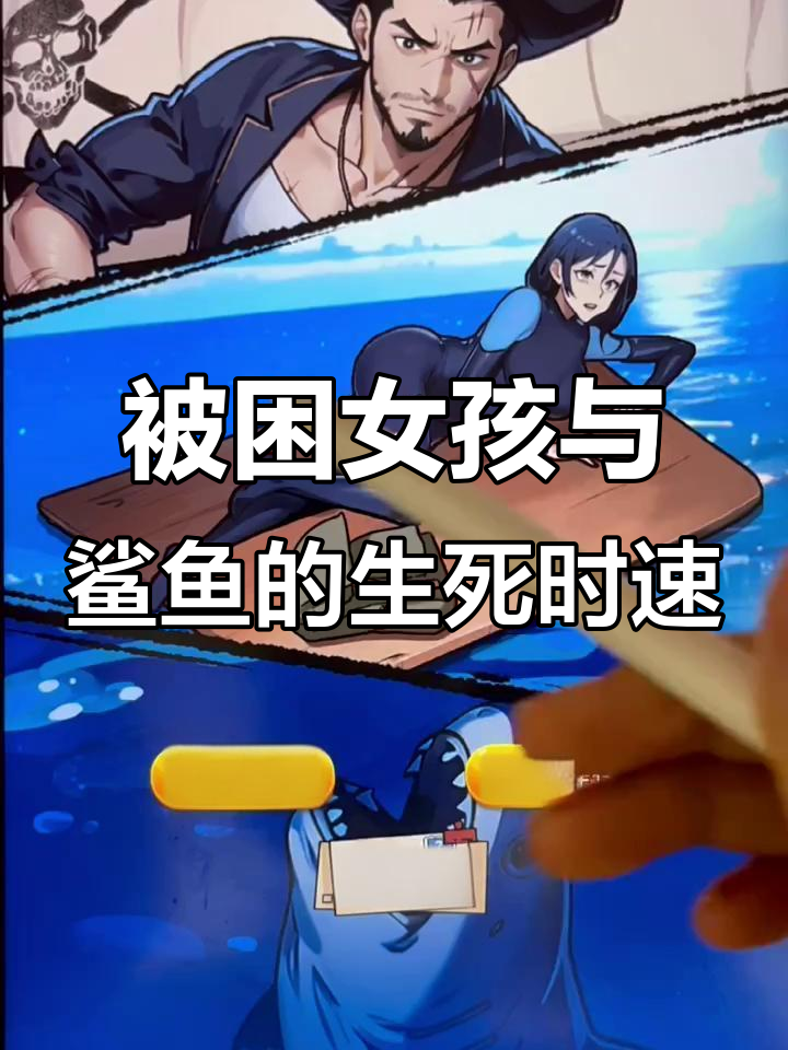 鲨鱼逼近！女孩被困，海盗船上的惊险时刻