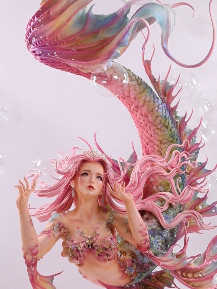 糖王周毅原创大型3D美人鱼翻糖蛋糕制作步骤