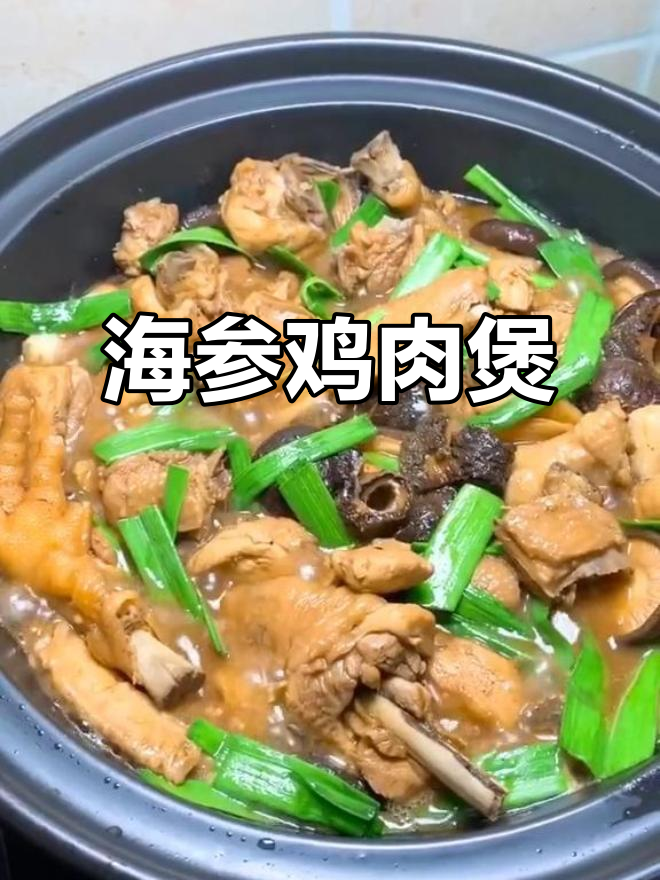 潮汕砂锅海参鸡煲,汤汁浓郁肉嫩滑