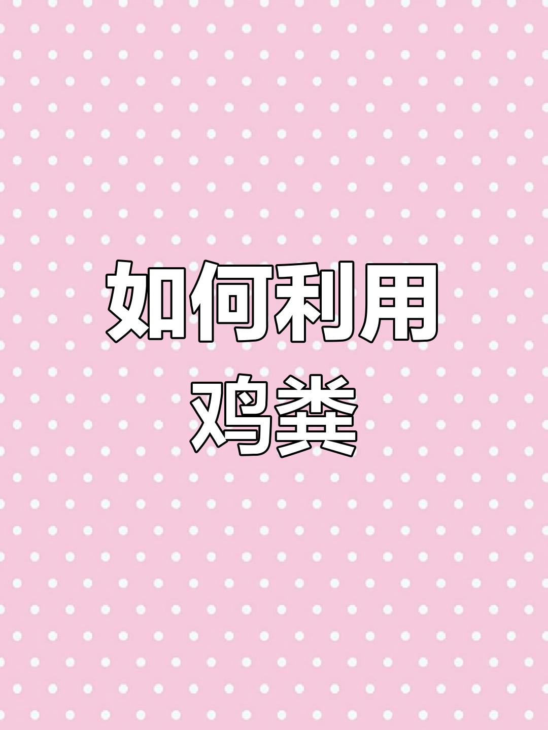 鸡粪处理小技巧,轻松变废为宝
