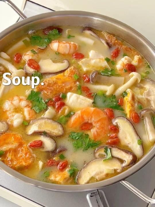 一口鲜掉眉毛天冷了来碗菌菇三鲜汤,巨好喝