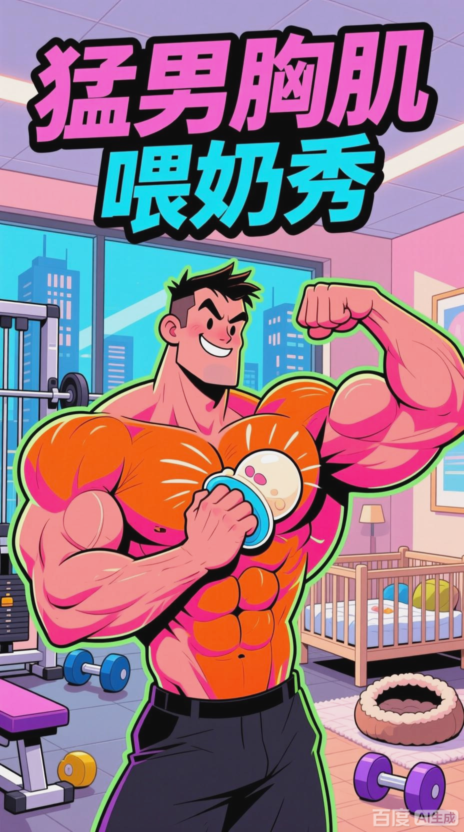 肌肉男胸肌喂奶奇景