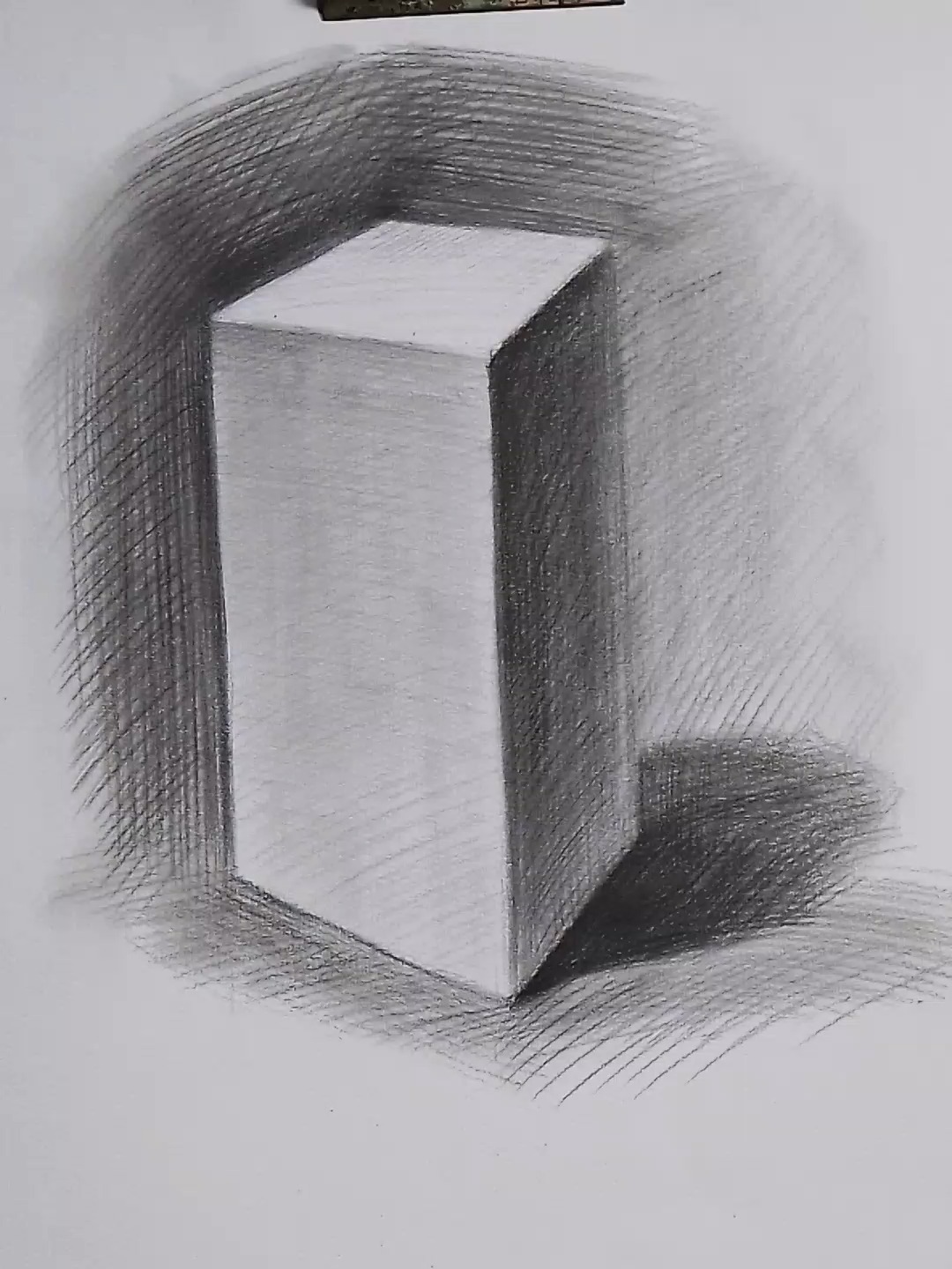 简单易学的基础素描几何体长方体画法