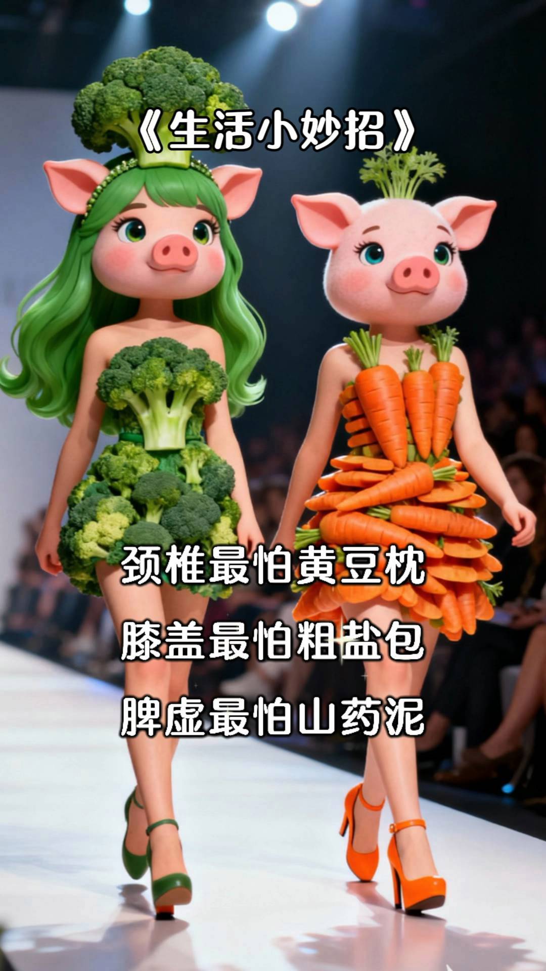 公园小猪科普生活的小的创意时装秀:蔬菜与猪的奇妙融合
