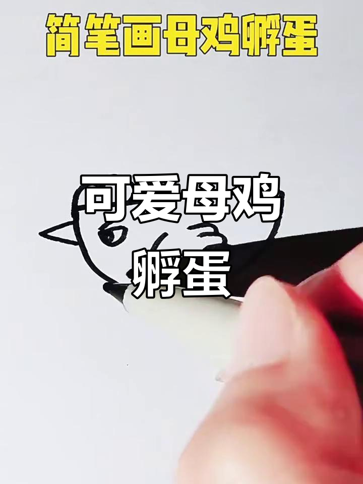 母鸡孵蛋简笔画，超萌！