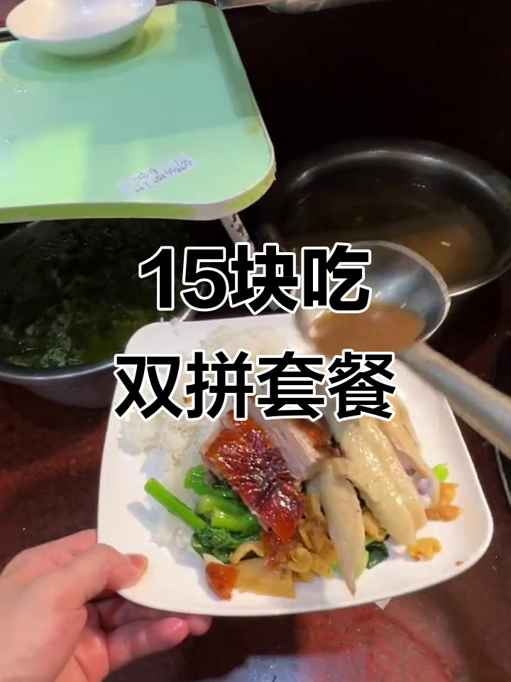 15元双拼套餐,烧鸭白切鸡配青菜萝卜,老板说赚不到钱