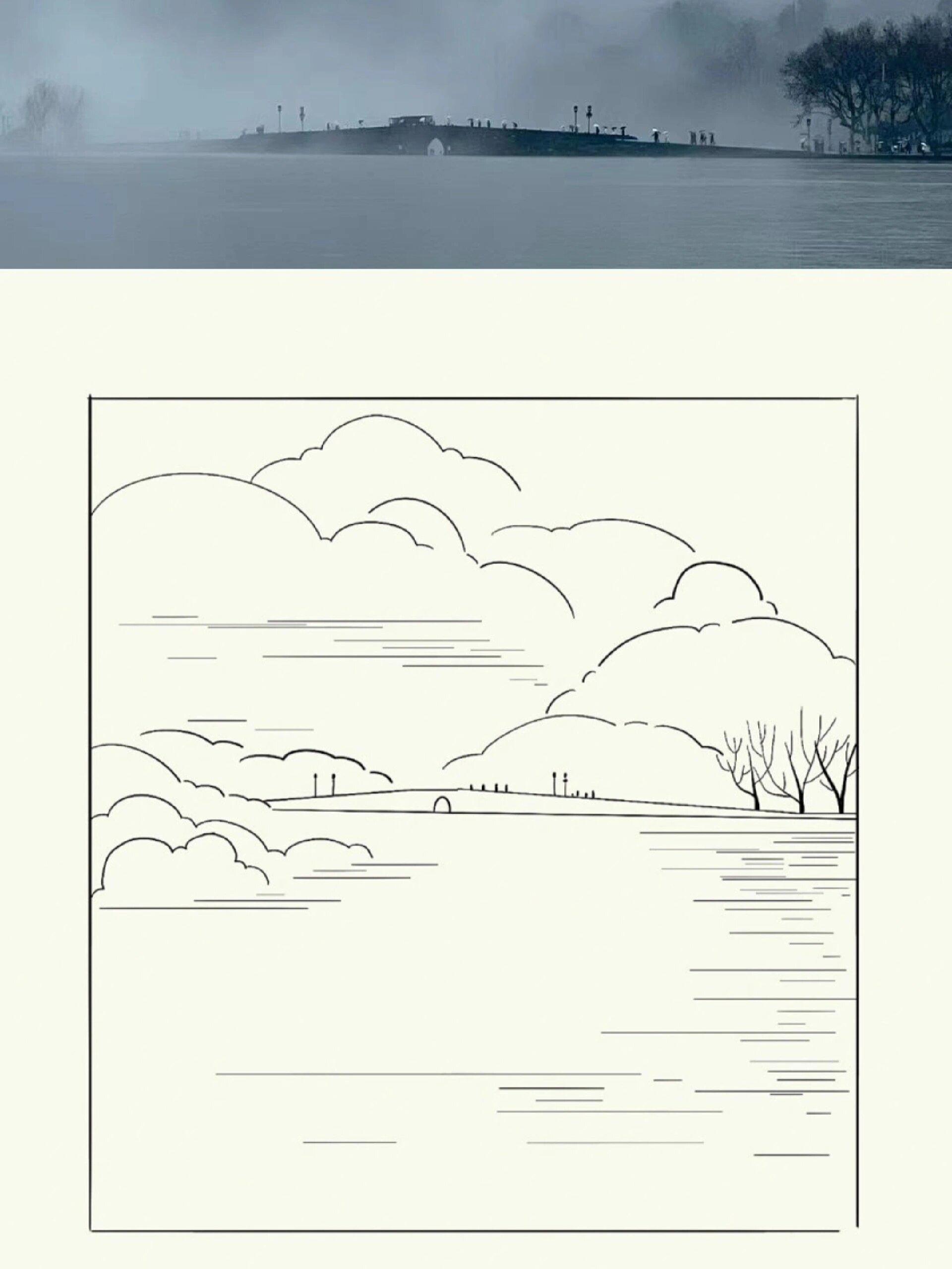 简笔画|一分钟画杭州西湖断桥