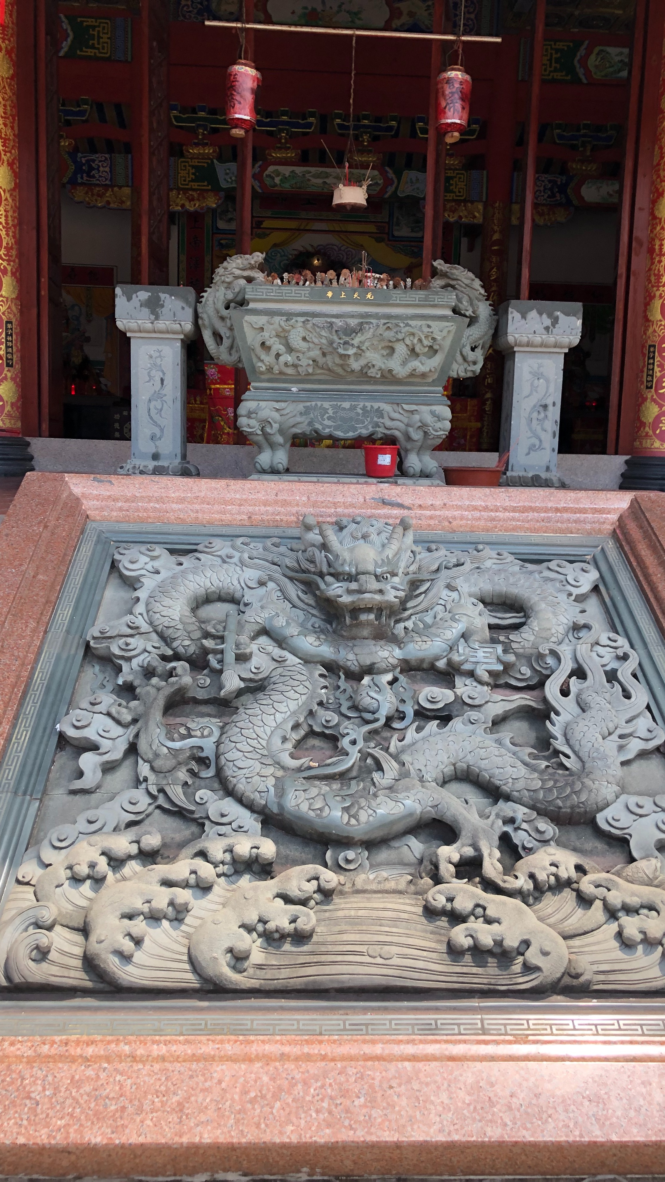 台阶青石浮雕 鲤鱼跃龙门壁画