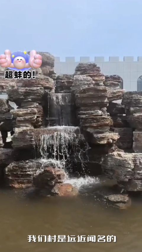 天津宁河假山鱼池 千层石假山制作流水瀑布跌水