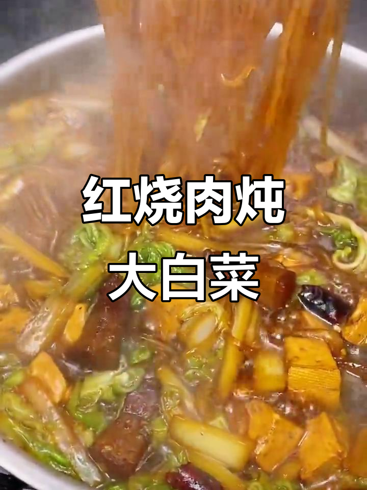 红烧肉白菜炖粉条，热腾腾的东北家常菜