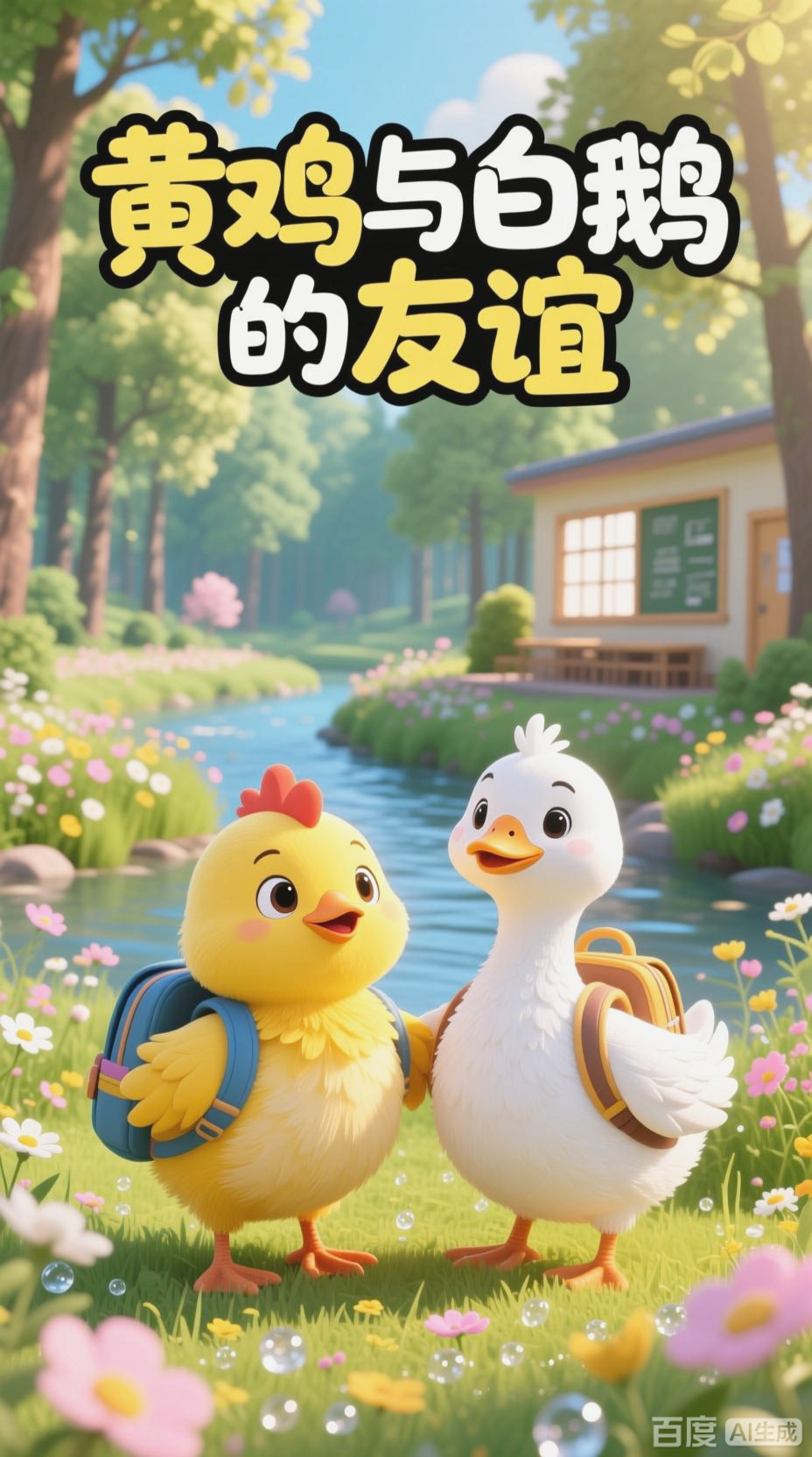 友谊与勇气:小黄鸡与小白鹅的故事