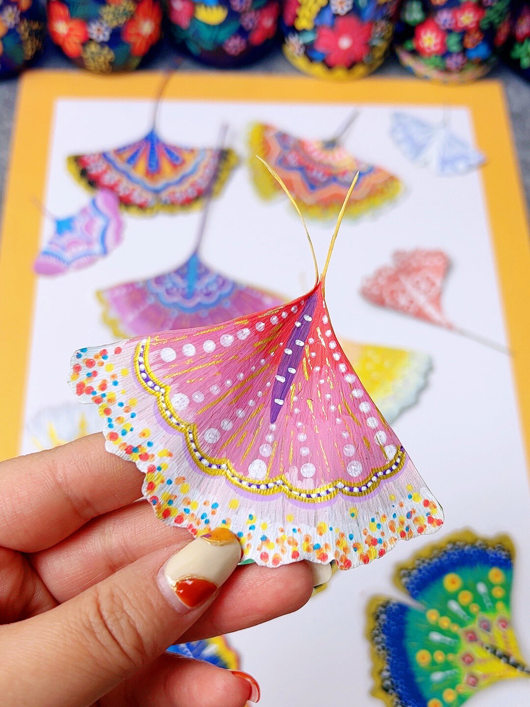 温柔的树叶画作品来啦,今天是渐变色教程