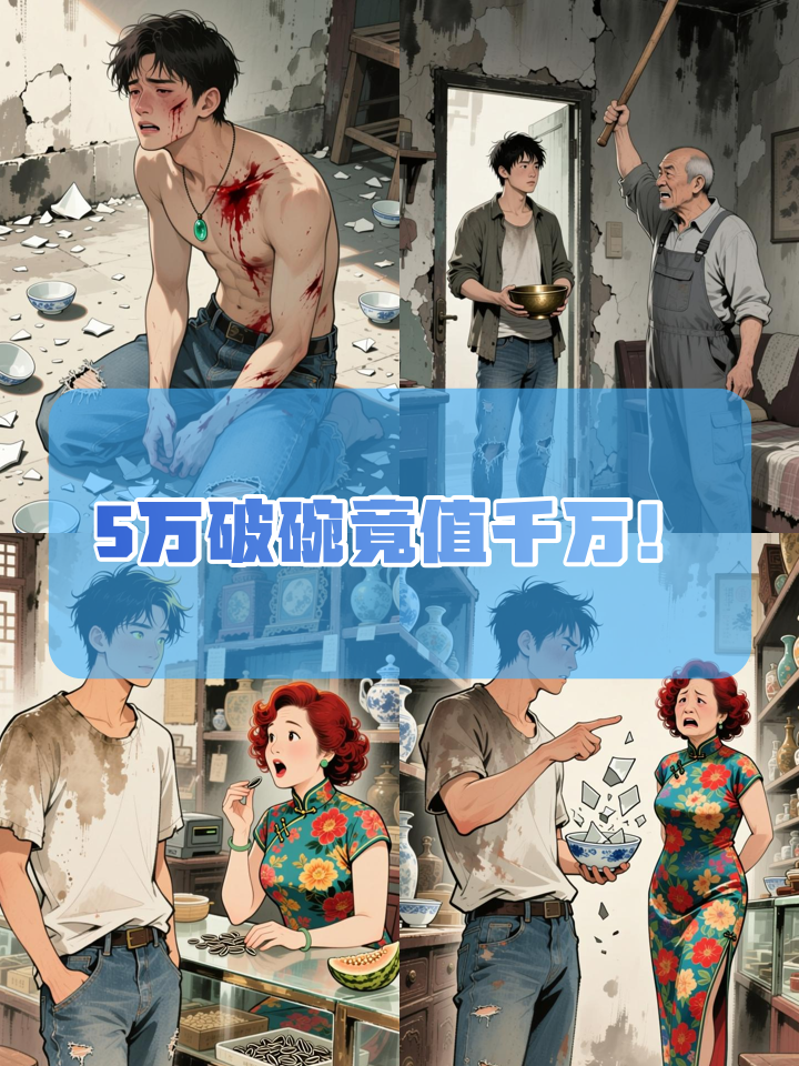 养父砸碎5万“破碗”,血溅玉佩唤醒鉴宝神眼!