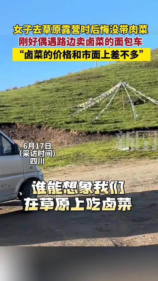 女子去草原露营时后悔没带肉菜,刚好偶遇路边卖卤菜的面包车,“卤菜的价格和市面上差不多”万万