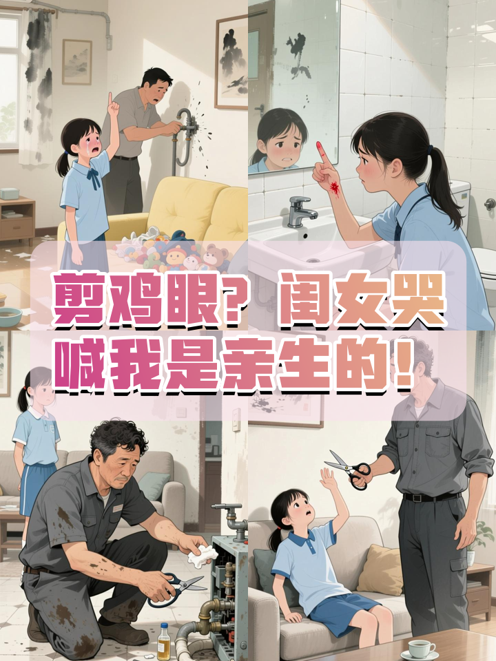 露露手长鸡眼，爸爸一剪子下去，闺女哭喊：我是你亲闺女呀！