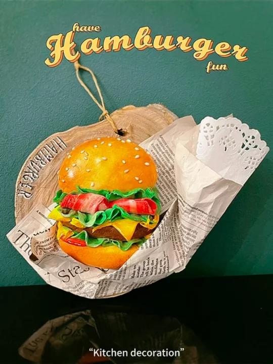 「家居DIY」太空泥复古汉堡包厨房挂墙装饰
