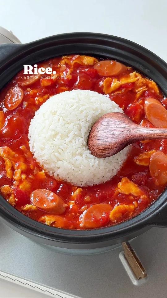 一周八顿都不腻超浓郁的番茄鸡蛋火腿烩饭