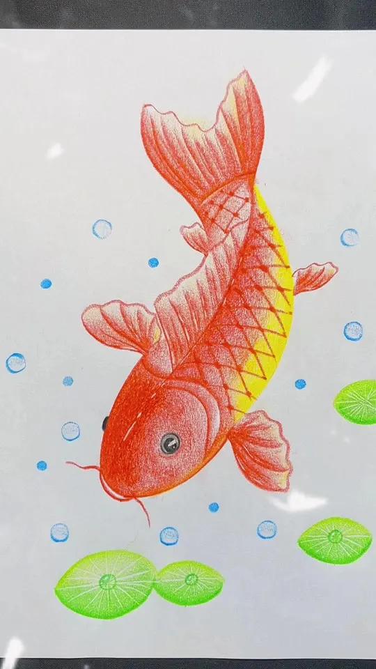 油画棒简单画鱼 创作灵感 一起学画画 零基础学画画 一学就会的简笔画
