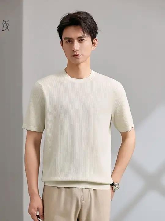 春夏季男士桑蚕丝针织T恤polo衫透气舒适 #桑蚕丝#T恤#针织长袖#polo衫#春夏上新