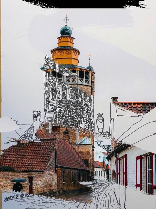 不打铅笔稿如何快速画建筑速写