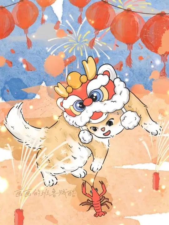 猫猫:小虾虾别飘,让你看看谁才是老大!宠物画像 宠物手绘 画画的日常 猫咪与小龙虾 猫咪的