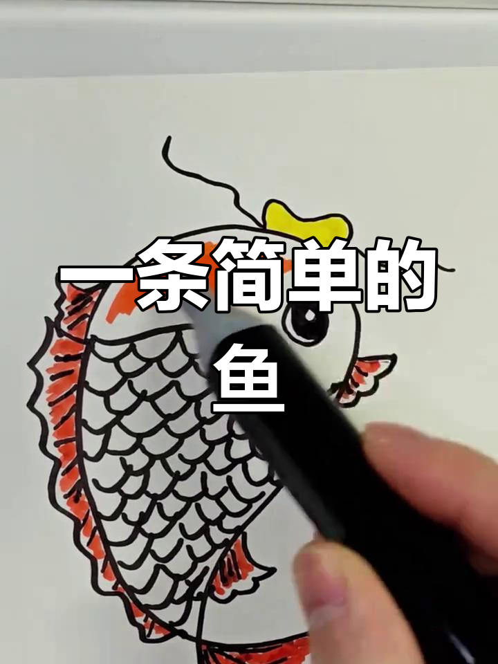 绘制简单鱼形图案,轻松上色