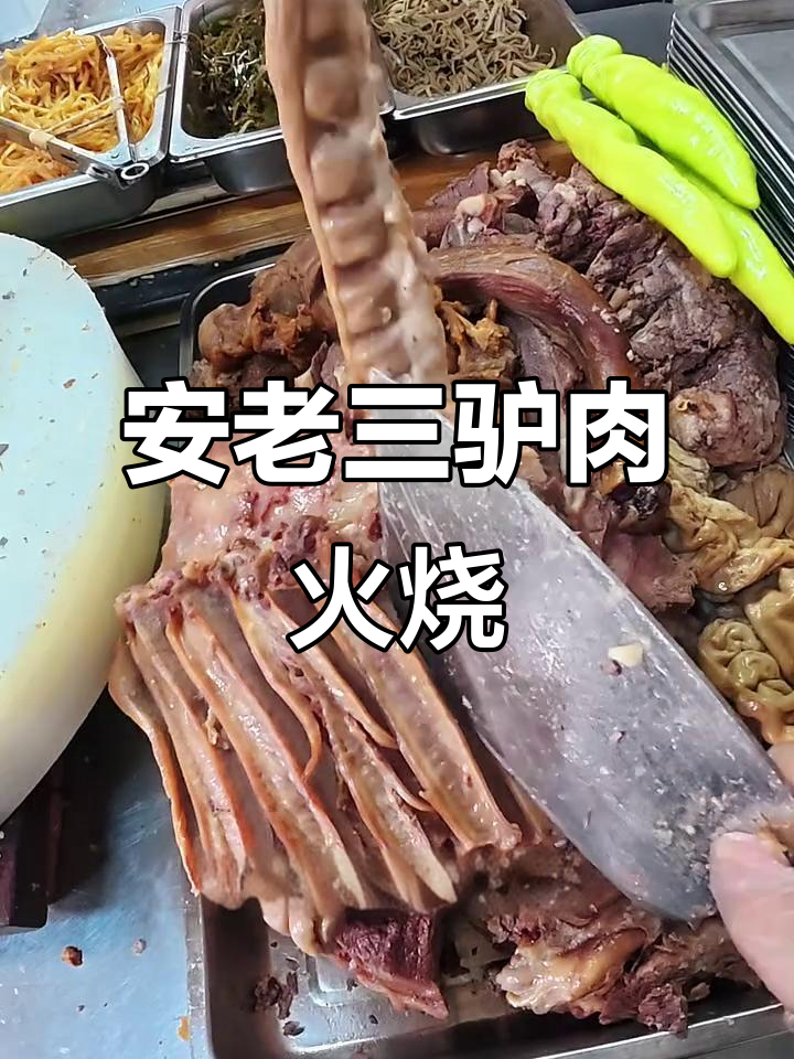 廊坊安老三的驴肉火烧,半斤驴肋条配板肠满肠超满足