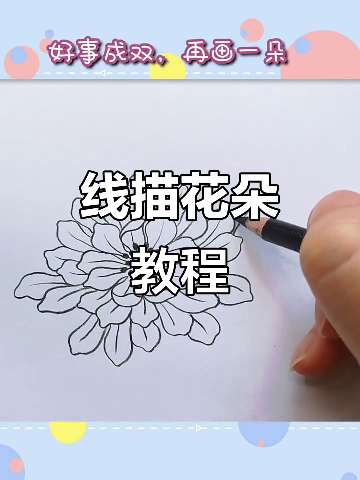 黑白线描花朵，轻松画出美丽图案