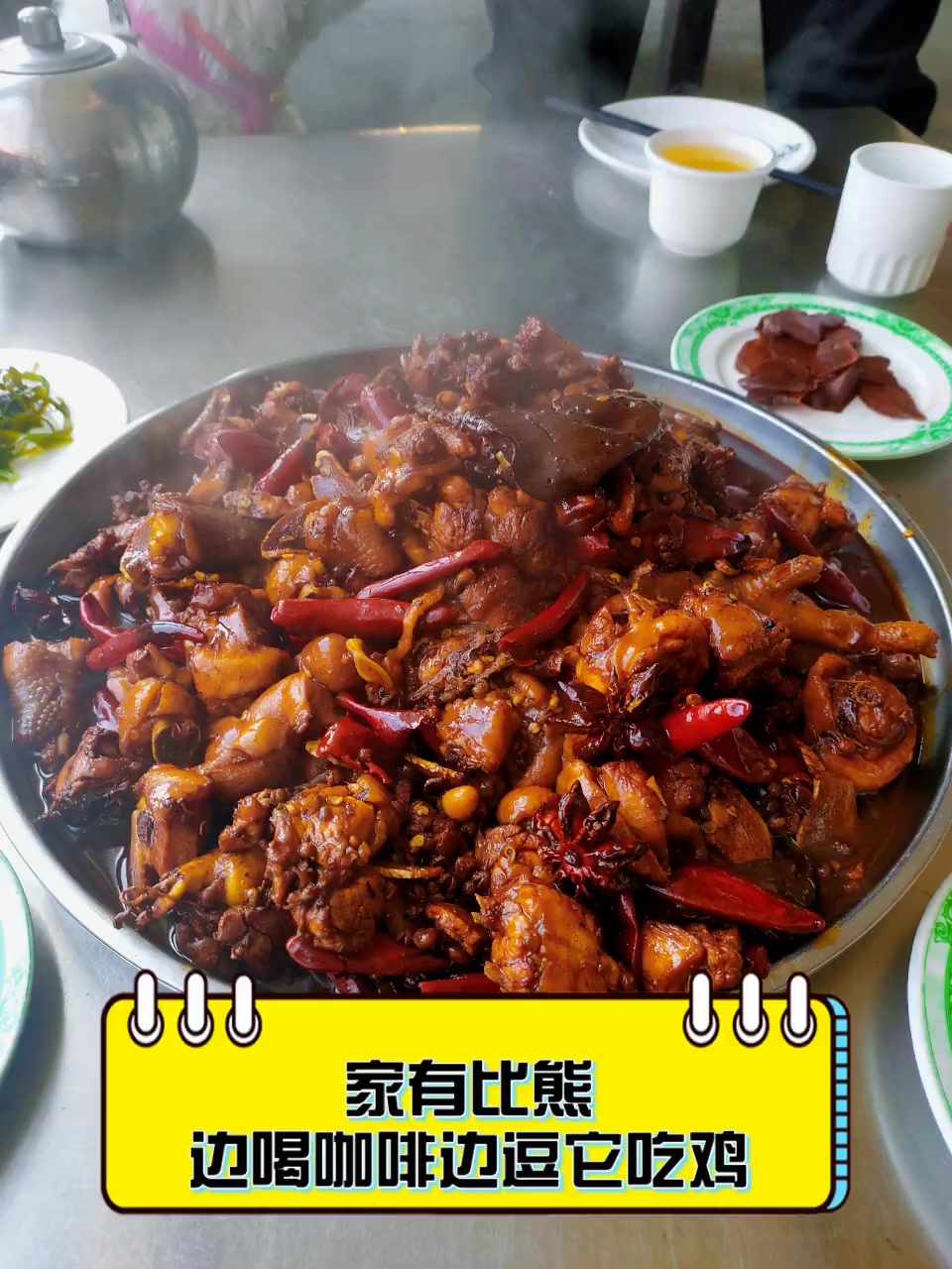 家有比熊,边喝咖啡边逗它吃鸡