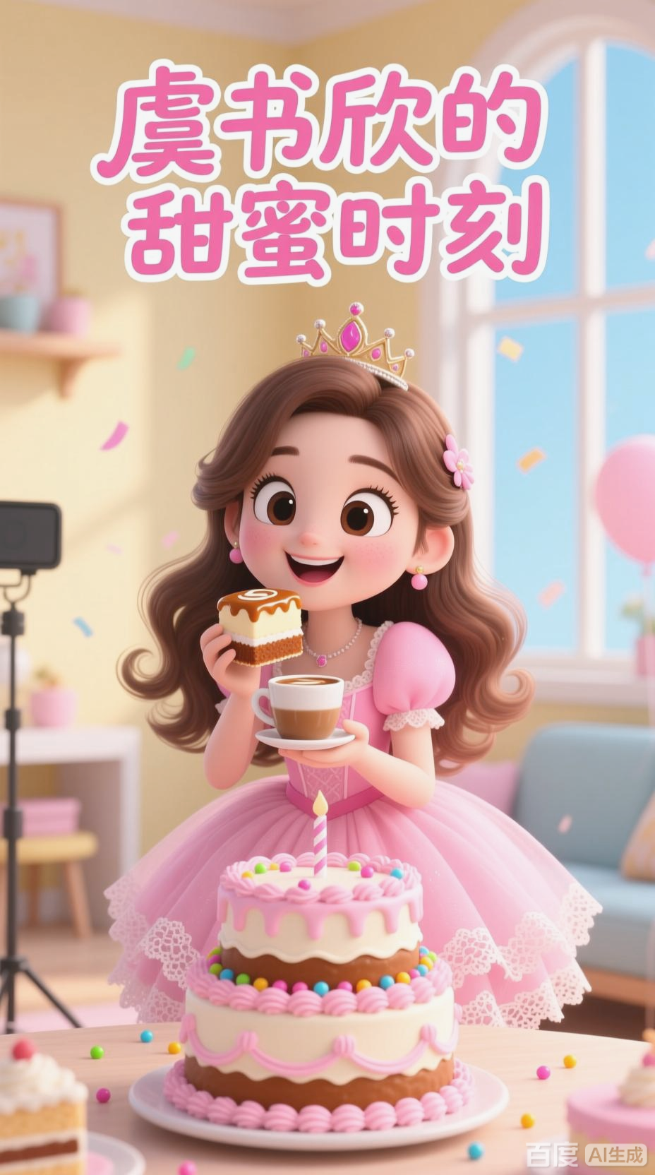 虞书欣的甜蜜时刻：吃蛋糕