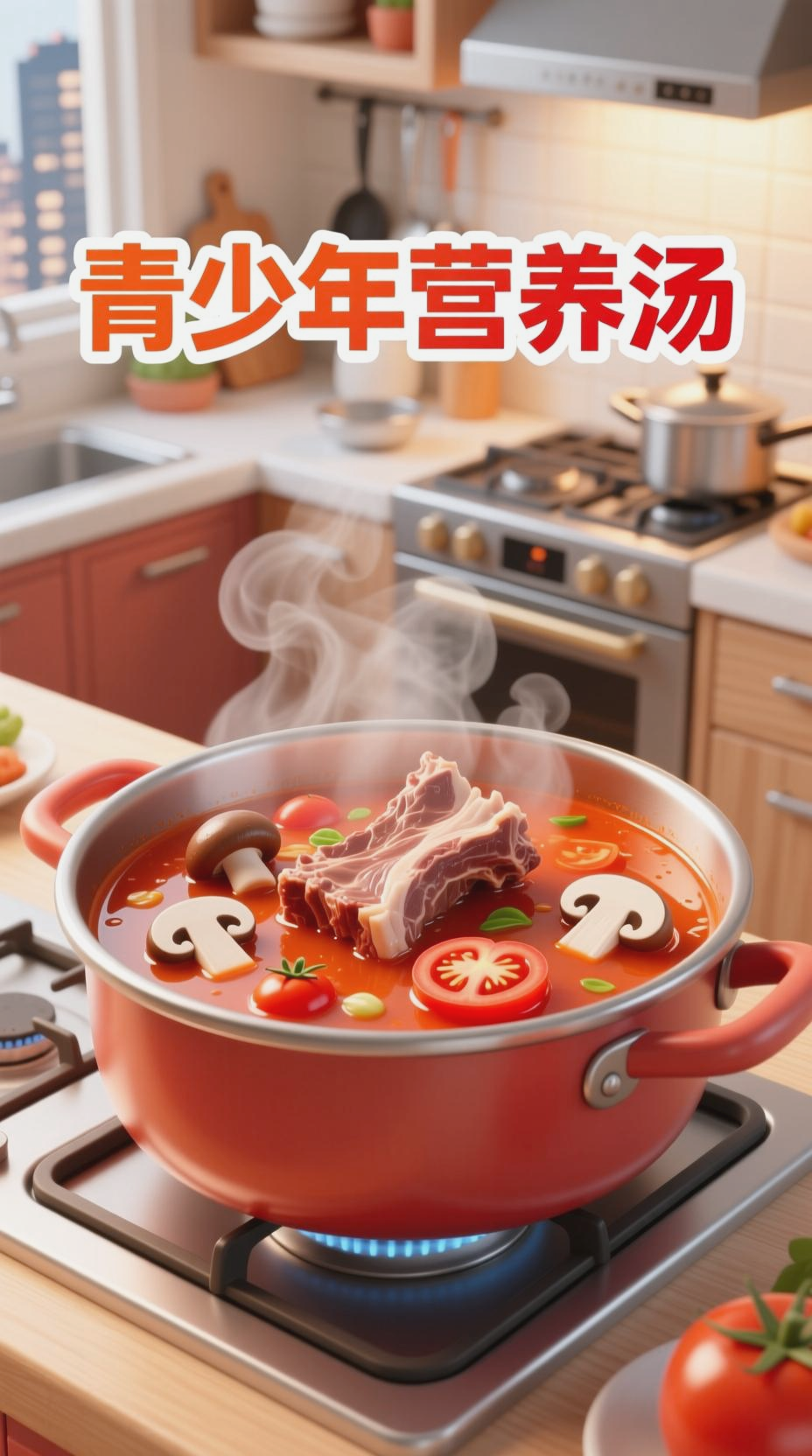 番茄蘑菇排骨汤，养血健骨好选择