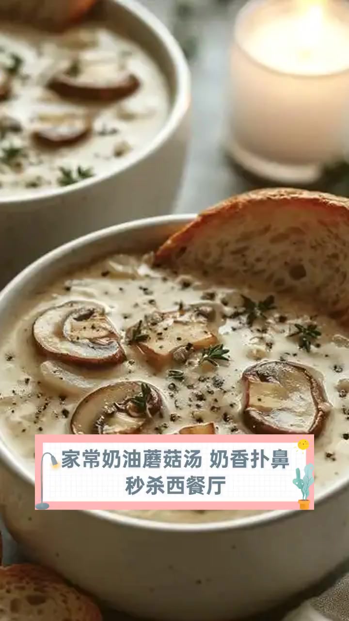 家常奶油蘑菇汤,奶香扑鼻,秒杀西餐厅