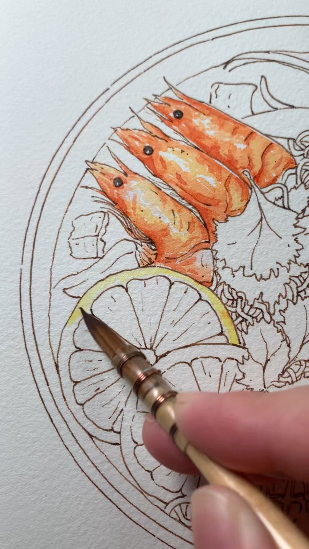 钢笔淡彩|冬阴功汤手绘过程