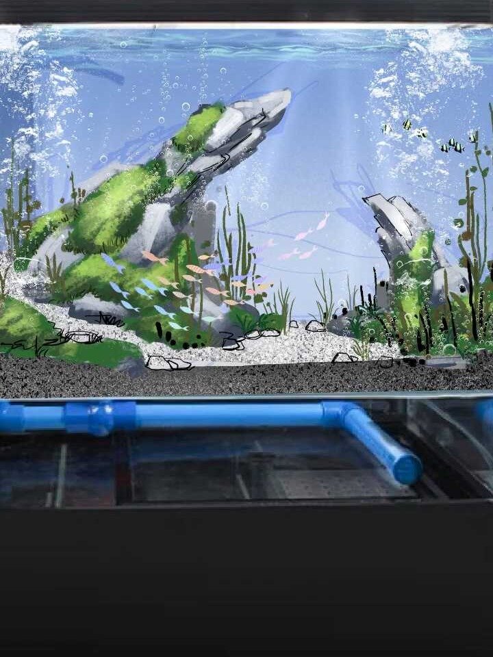 176集 鱼缸造景手绘画法,小鱼就要搬新家了