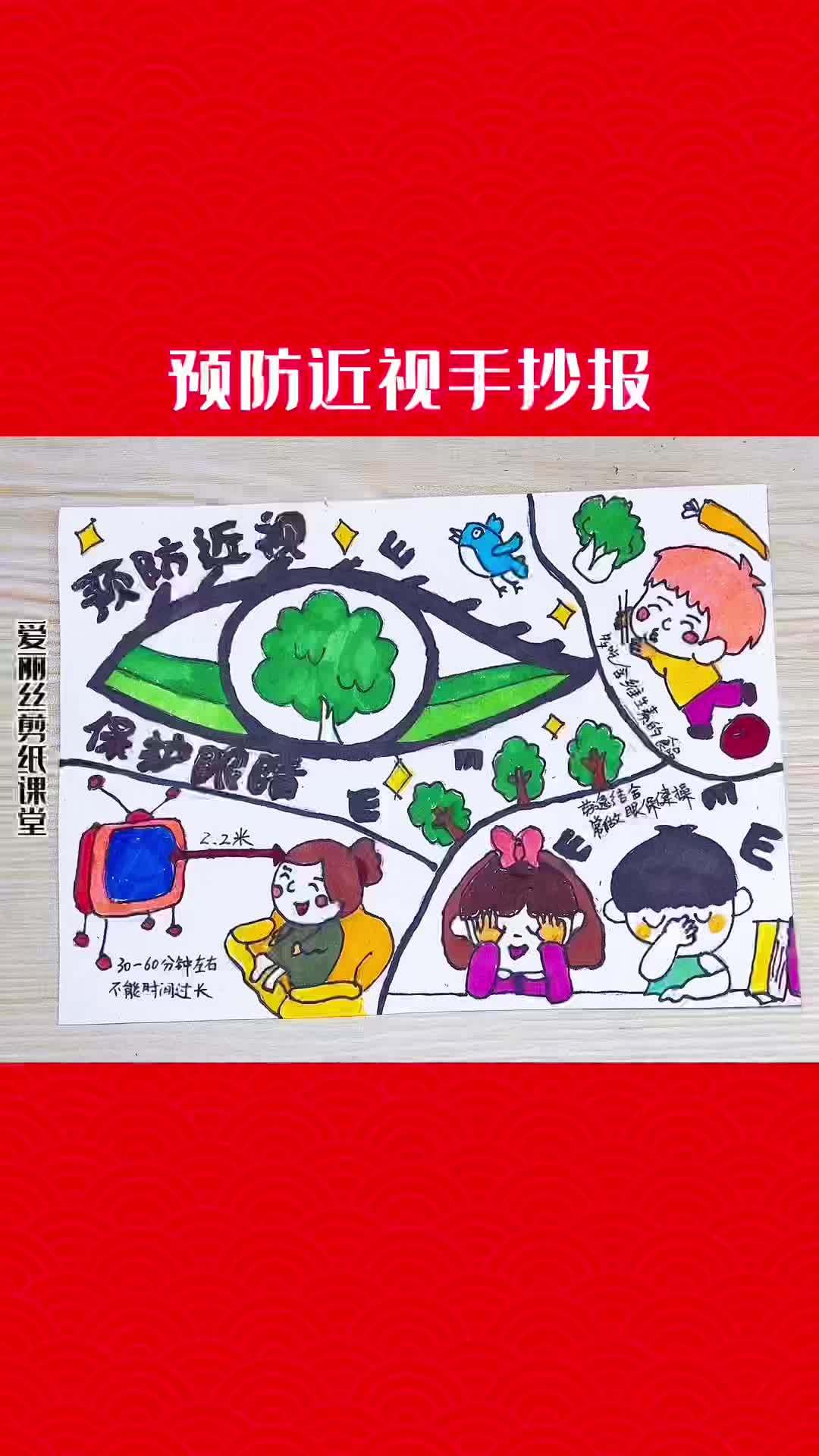 预防近视明信片,保护眼睛手抄报,眼睛是心灵的窗户,小朋友们一定要保护好双眼哦 抖音潮流东方