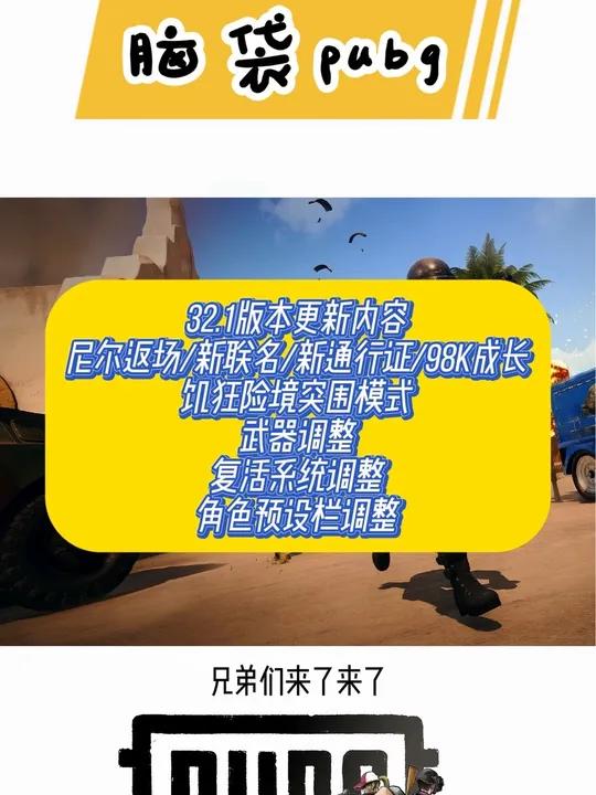 32.1版本更新内容,主要内容介绍 2024鸡斯卡星火计划 pubg pubg穿搭 pub