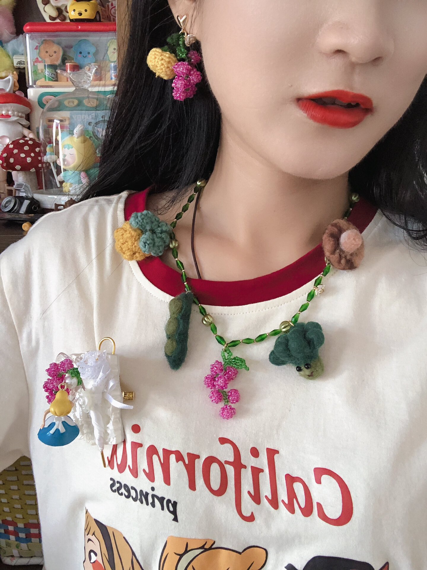 线上市集/钩针蔬菜水果拟人化项链