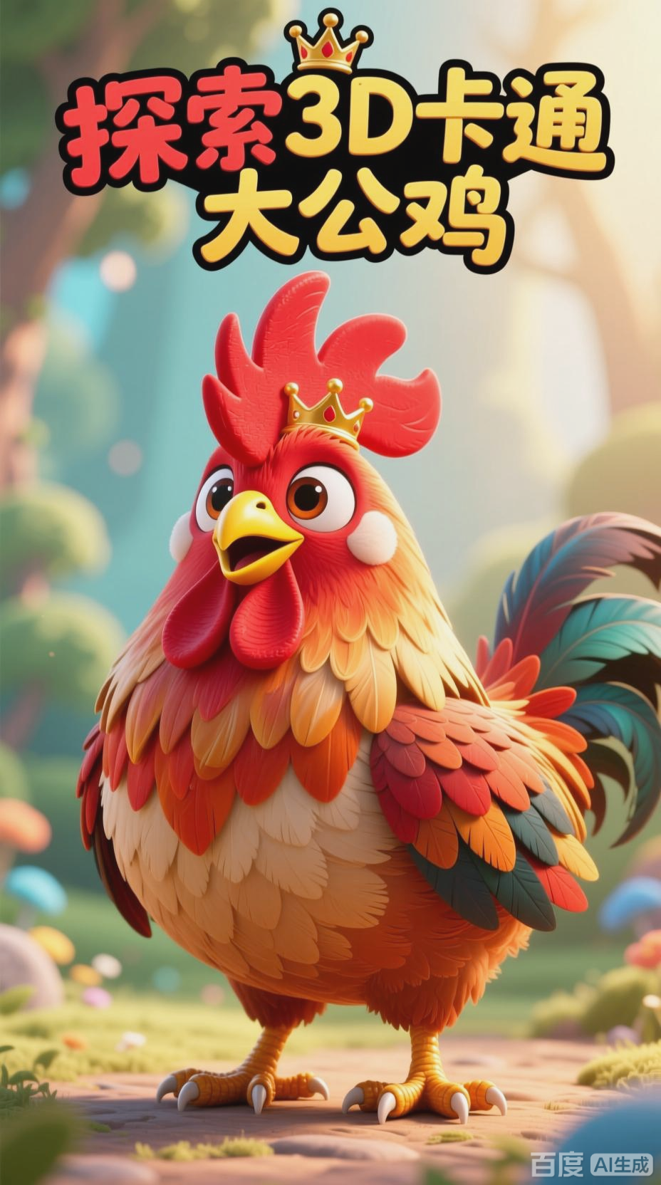 3D卡通大公鸡全身特写