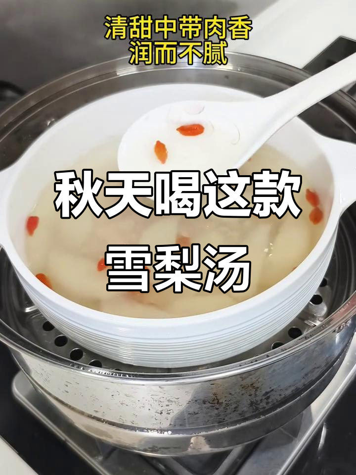 秋季必备雪梨肉饼汤，润喉又滋补！