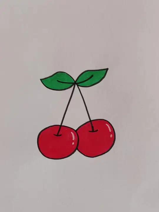 用两个数字7画樱桃,简单好看一学就会