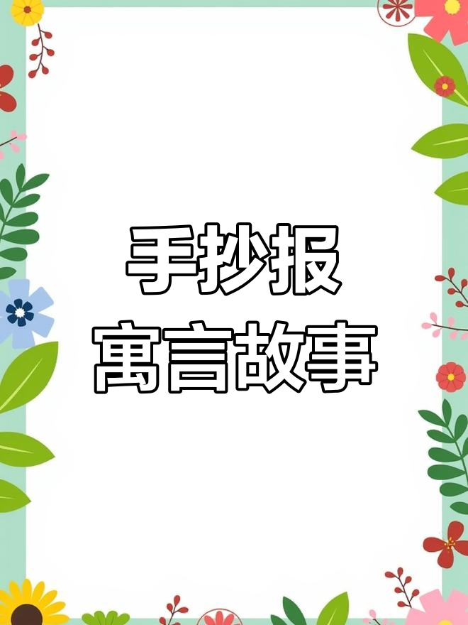 寓言故事手抄报,青蛙喝水、龟兔赛跑轻松打印