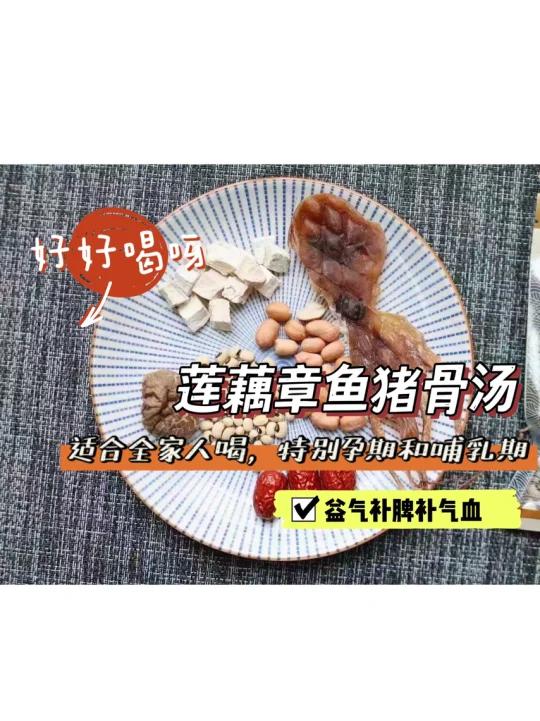 莲藕章鱼猪骨汤,补气血益脾胃适合哺乳期